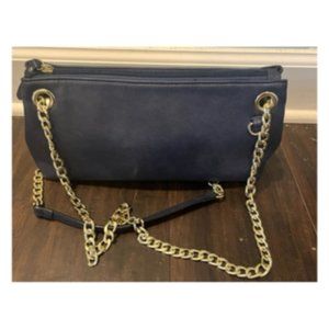 La Diva Blue Faux Leather Crossbody Handbag Medium
